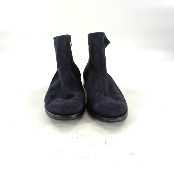 Ilga Suede Chelsea Boots 10 Navy Blue Black Ankle Booties Made in Italy Academia - Picture 4 of 5